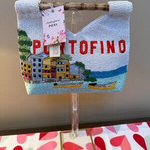 NWT Handcrafted In India "Portofino"Beaded Handbag 10X9X2 multicolor - 2 Sided
